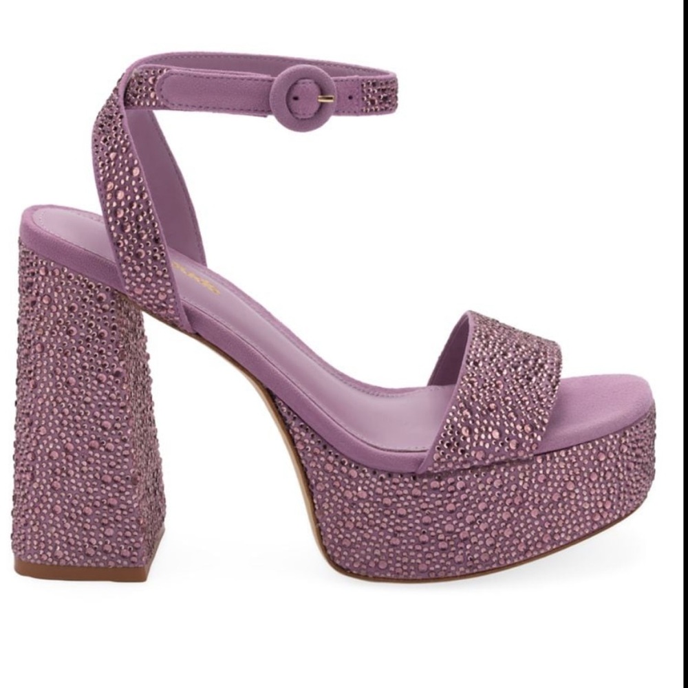 Larroude Lavender Embellished Platform Heels